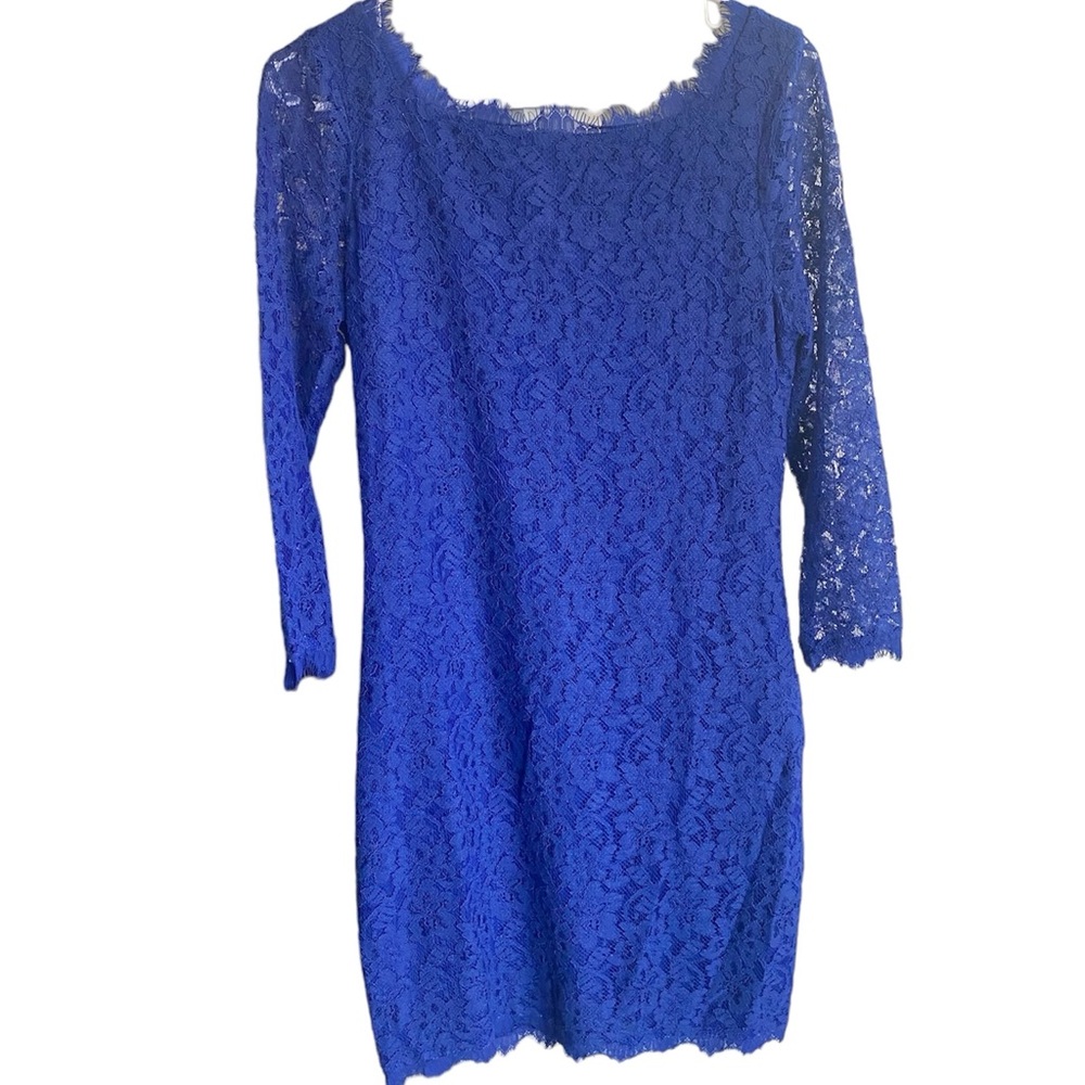 Diane von Furstenberg Zarita Royal Blue Lace Cocktail Dress, Women’s 8